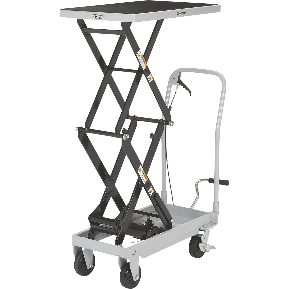 2-Speed Hydraulic Lift Table Cart, 500-Lb. Capacity, 50 3/4inch Lift Height P4456