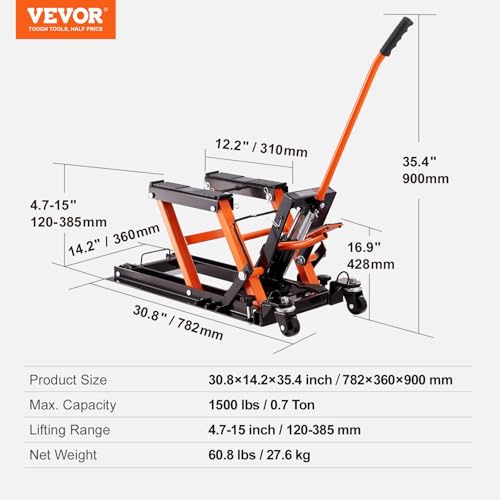 1500 LBS Hydraulic Scissor Motorcycle Jack Stand with 4 Wheels O8087