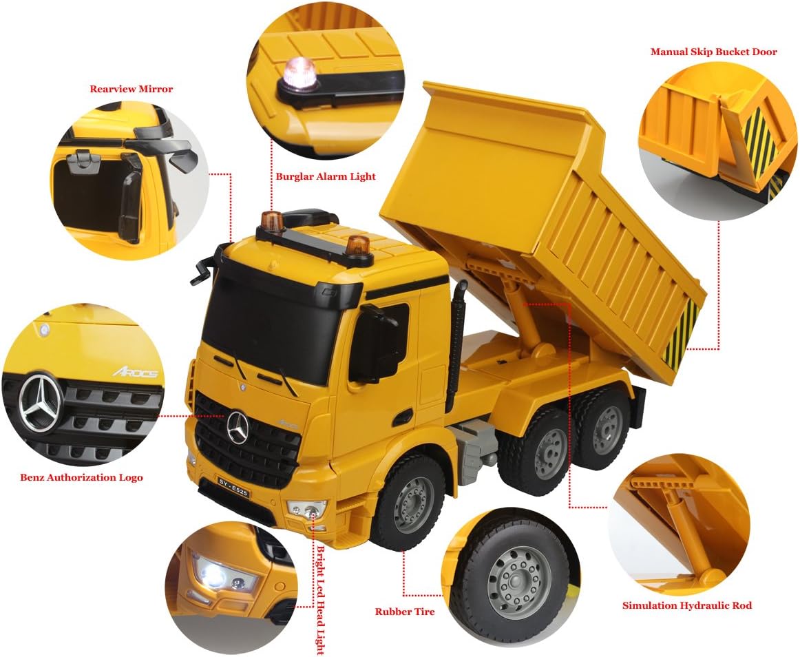 1/20 Scale 6 Channel RC Dump Truck Toy, Pack of 2 E910750