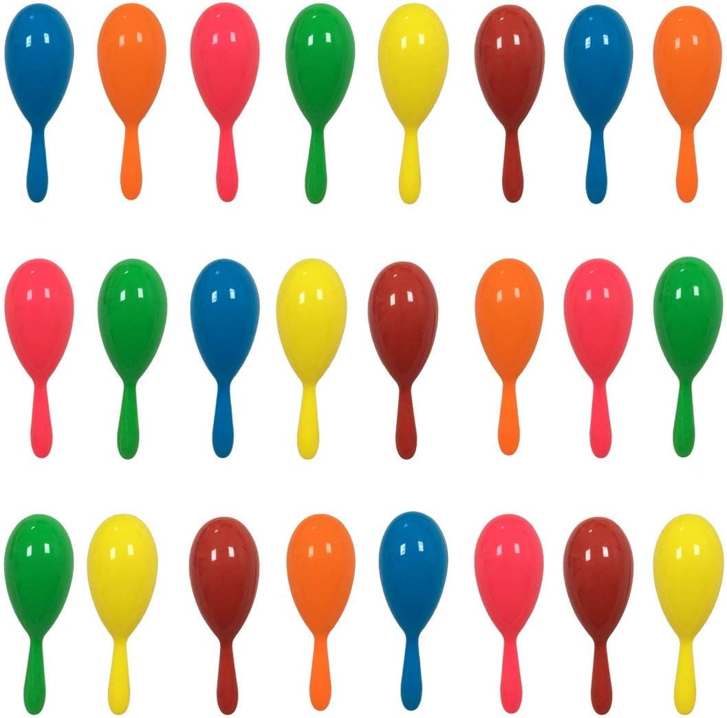 24pcs Mini Plastic Maracas Party Favors Neon Shakers Noisemaker N85338