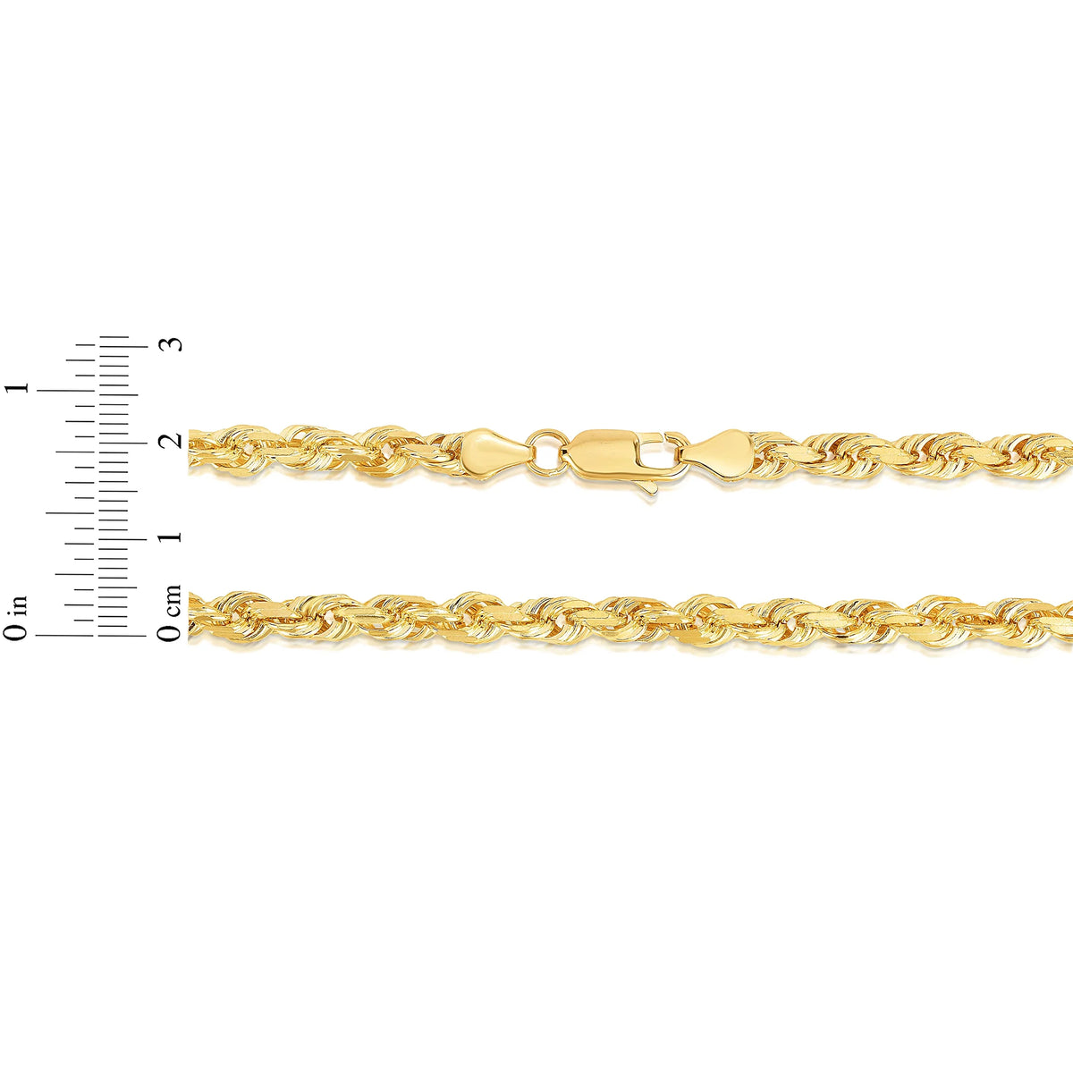 14K Yellow Gold 6mm Solid Rope Chain Necklace E5270