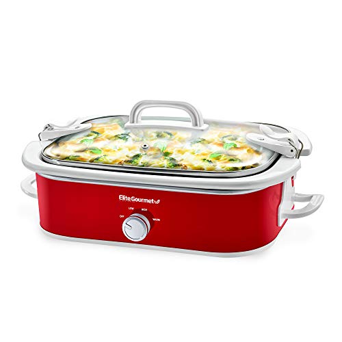 3.5Qt Red Casserole Slow Cooker with Locking Lid H945754