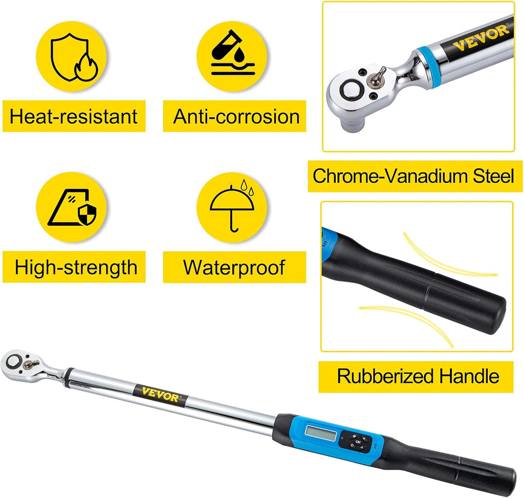 1/2 Drive Digital Torque Wrench 12.5-250.7 ft-lb with Socket Set & Case V43129
