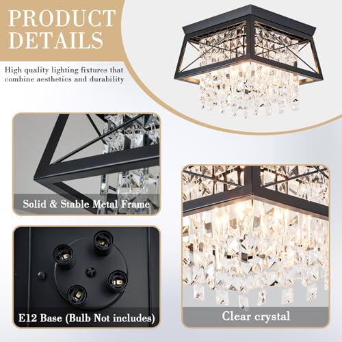 11.8 inch 4-Light Black Metal Ceiling Light O63431