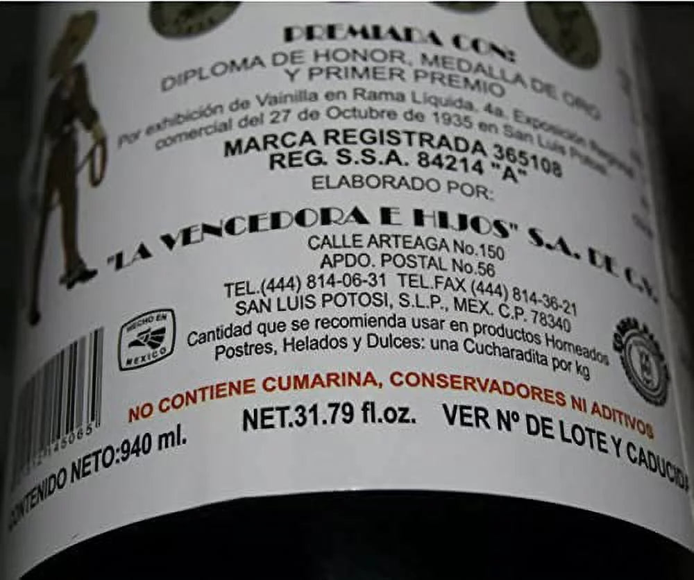 31oz Pure Mexican Vanilla Extract 2 Glass Bottles J9286