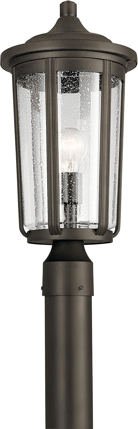 1 Light Outdoor Wall Light with Clear Water Glass in Textured Black U95896