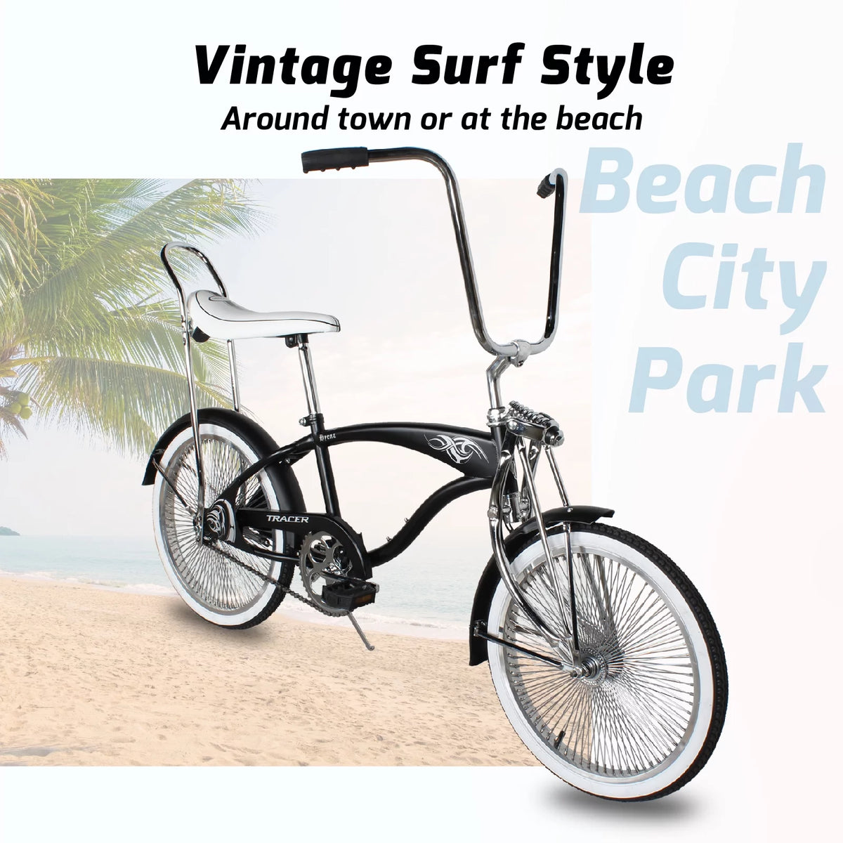 20 inch Matte Black Beach Cruiser Bike B49633