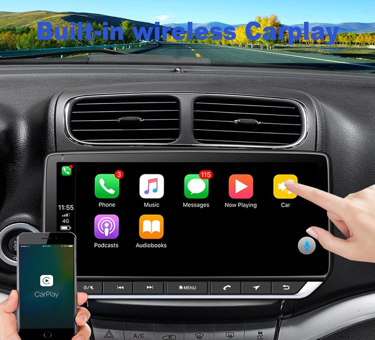 10.25inch Touch Screen Radio Replacement with Wireless Carplay Android Auto U61452