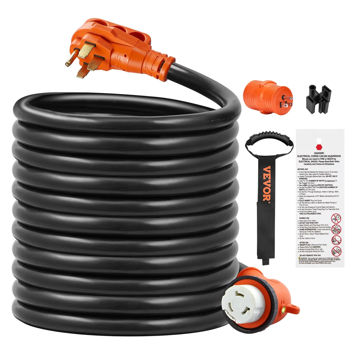 30 Feet 50 Amp Heavy Duty RV Power Cord with LED Indicator Handle D7811