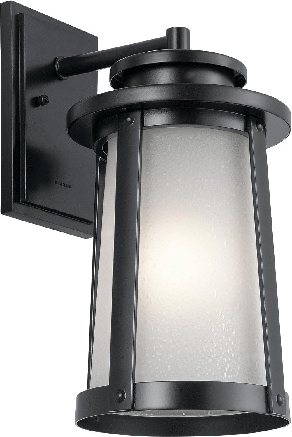 1 Light Outdoor Wall Light with Clear Water Glass in Textured Black U95896