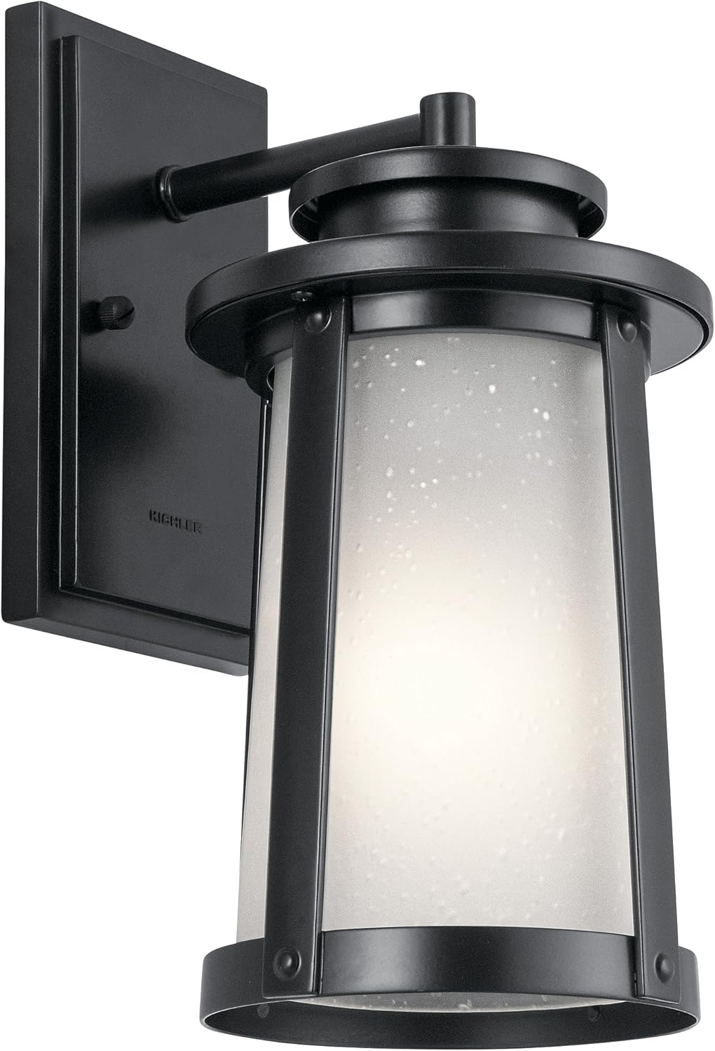 1 Light Outdoor Wall Light with Clear Water Glass in Textured Black U95896