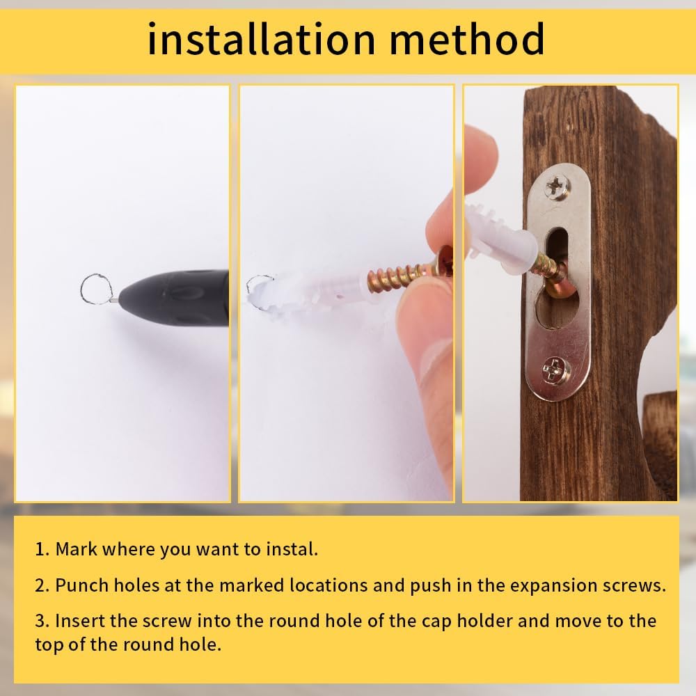 3 Pcs Wall Mounted Wooden Hat Rack T70613