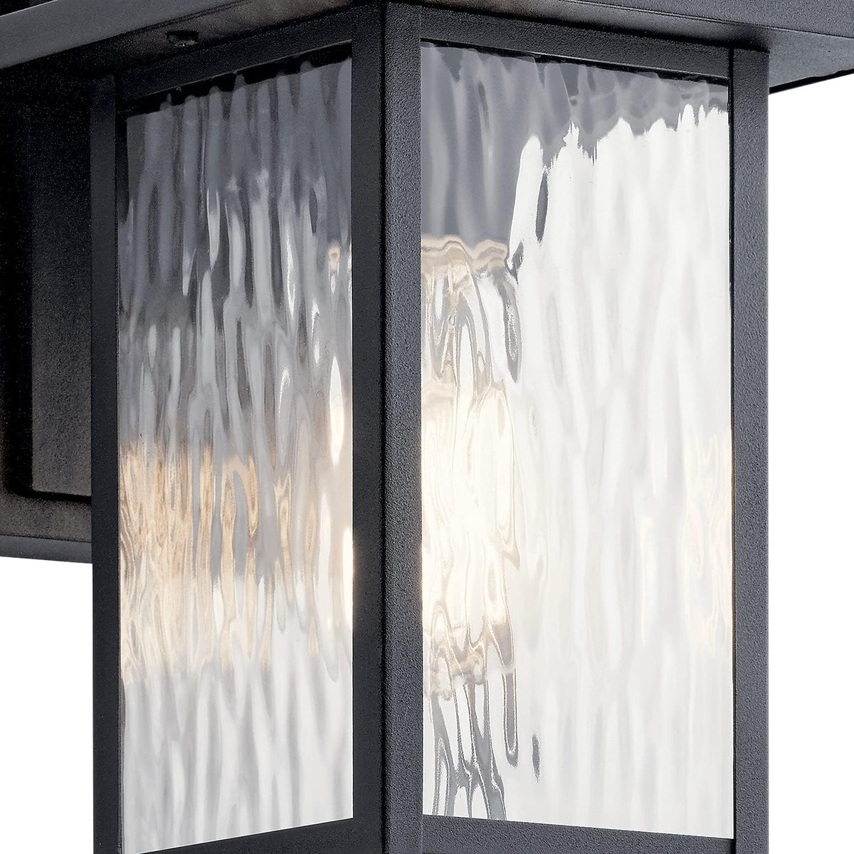 1 Light Outdoor Wall Light with Clear Water Glass in Textured Black U95896
