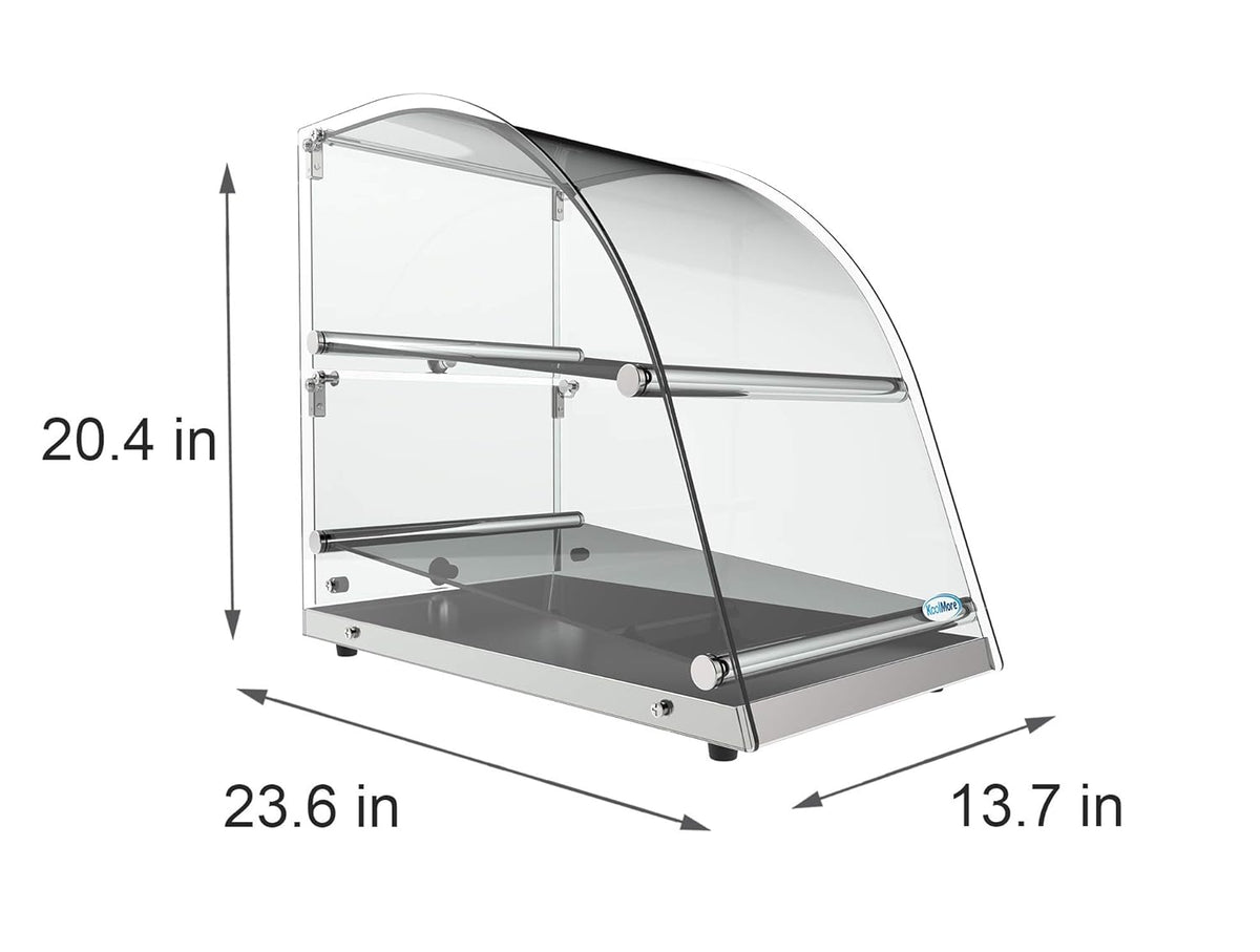 2 Tier Countertop Bakery Display Case with Curved Glass and Rear Door P9556