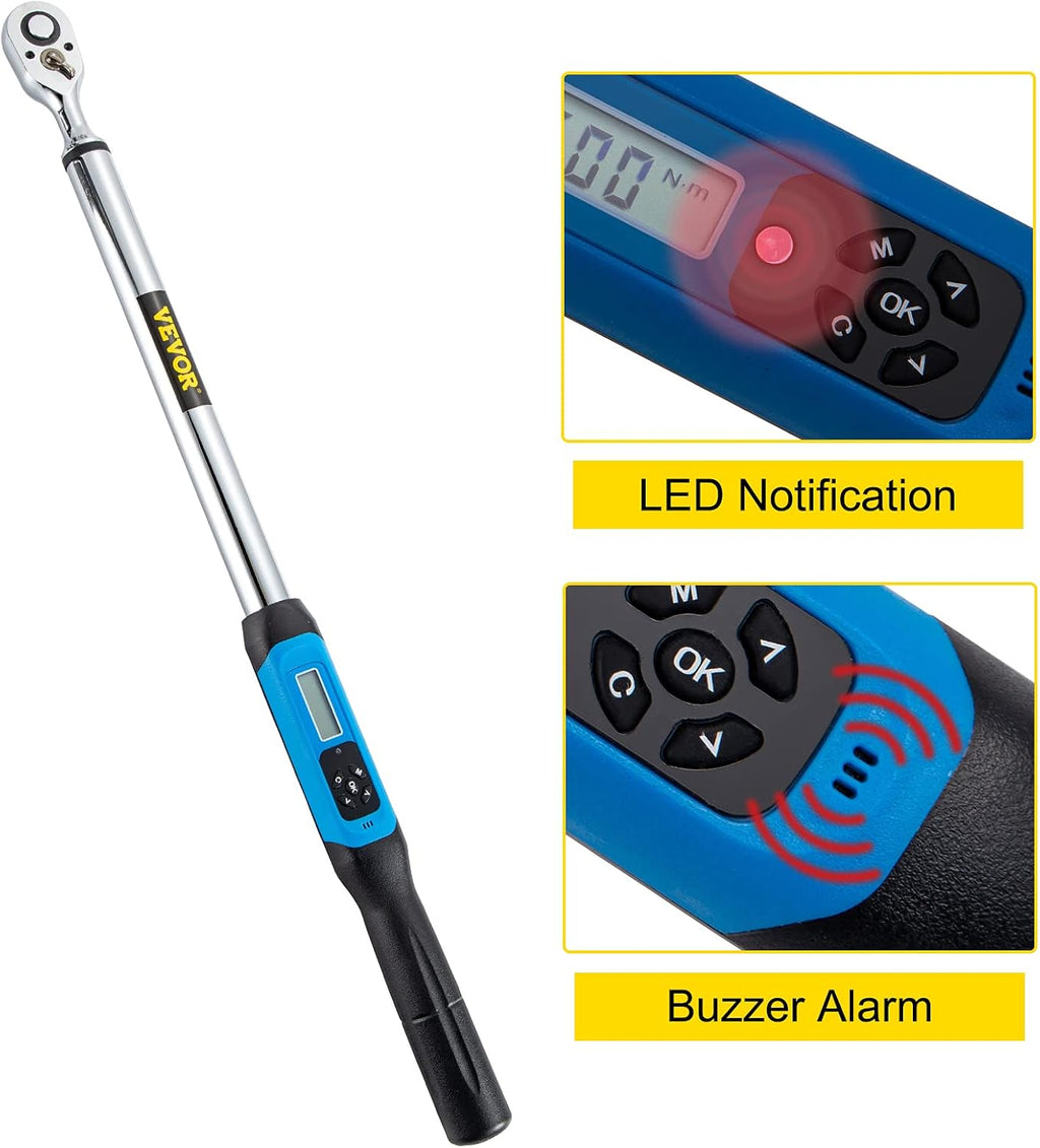 1/2 Drive Digital Torque Wrench 12.5-250.7 ft-lb with Socket Set & Case V43129
