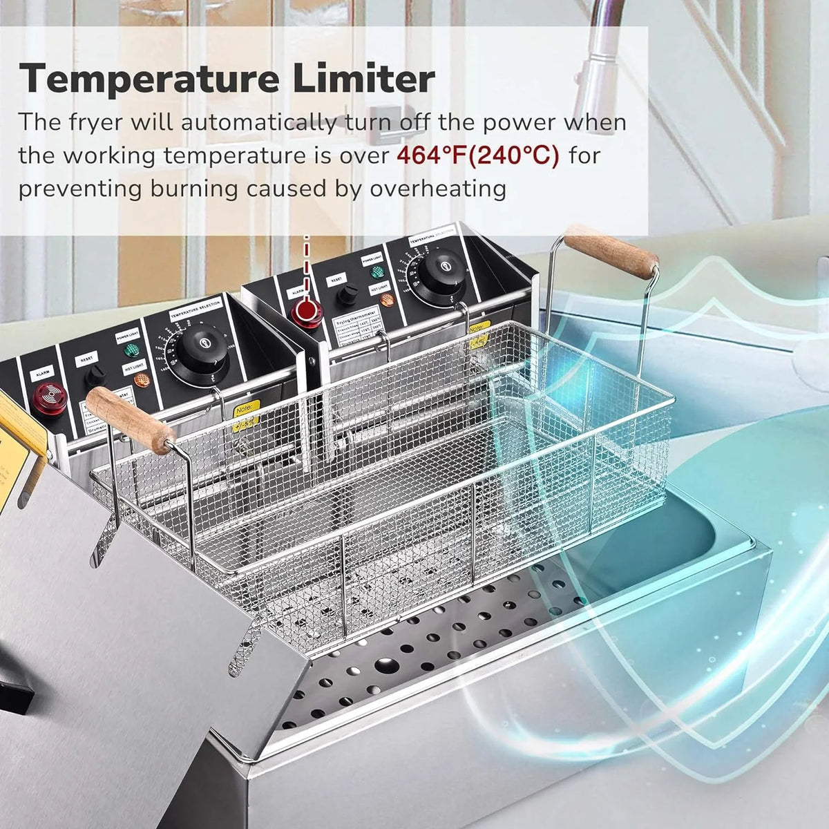 20L 5000W Electric Stainless Steel Deep Fryer with Basket I99811