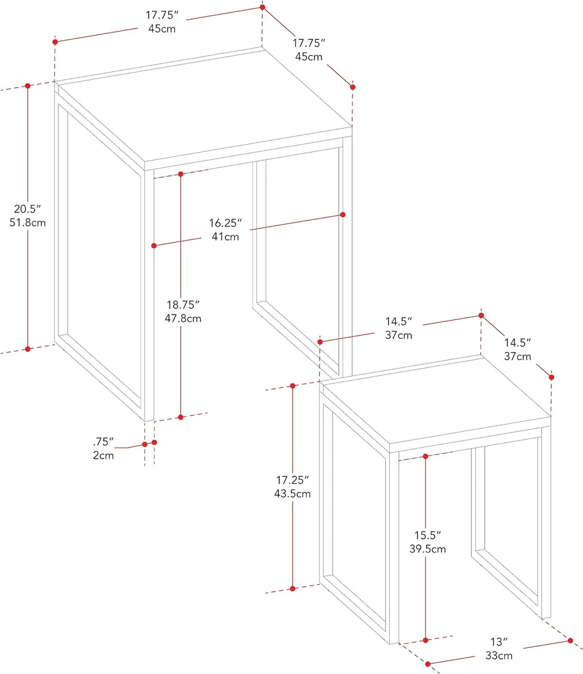 Square Metal Nesting Side Tables H1273