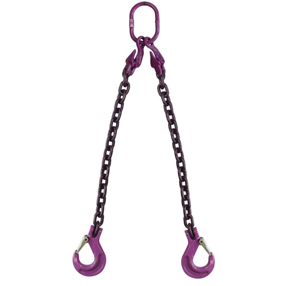 1/2 Inch x 15 Foot Adjustable 2 Leg Chain Sling with Sling Hooks T727