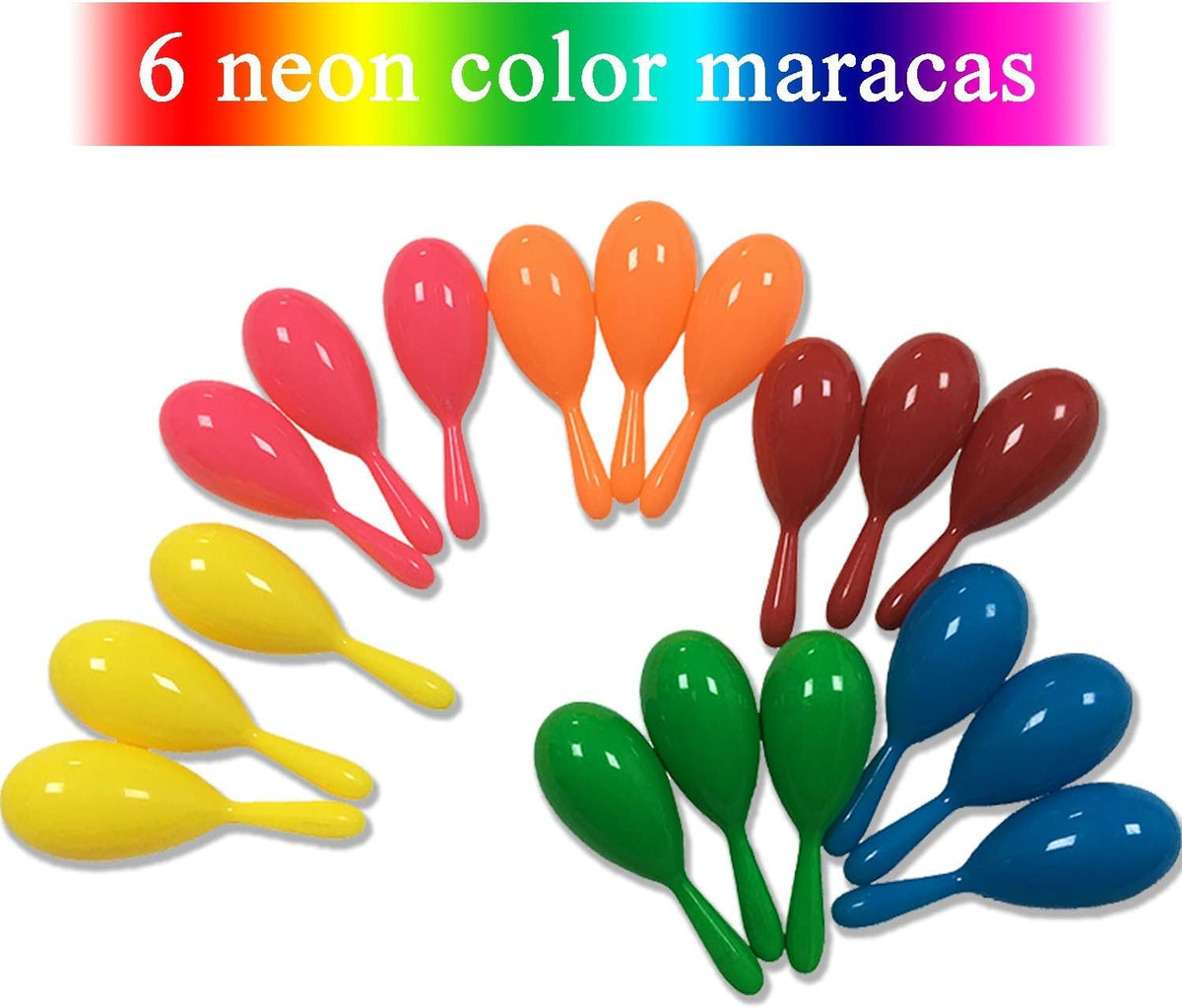 24pcs Mini Plastic Maracas Party Favors Neon Shakers Noisemaker N85338