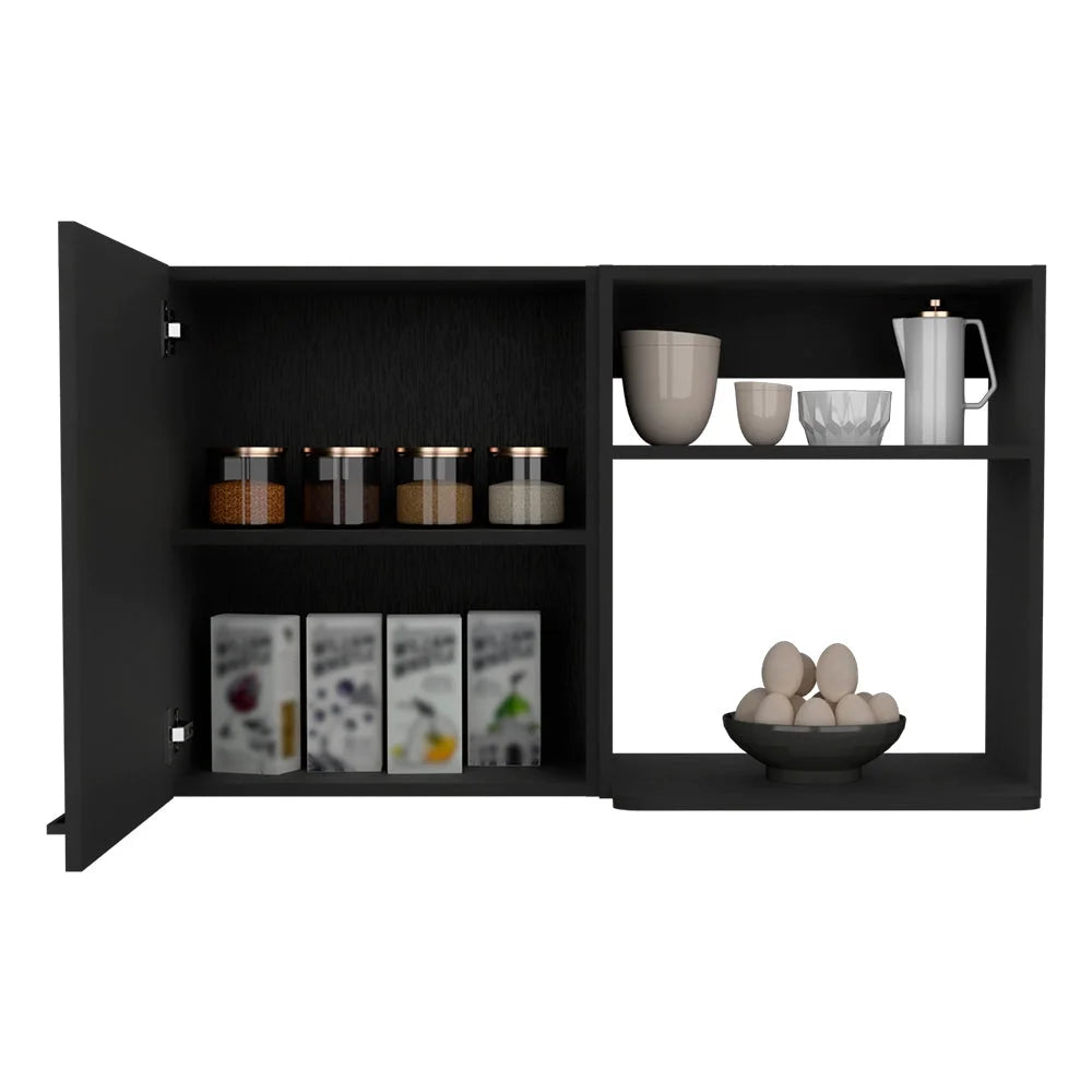 2 Piece Kitchen Set, Wall Cabinet + Utility Sink, Black Wengue Finish H771
