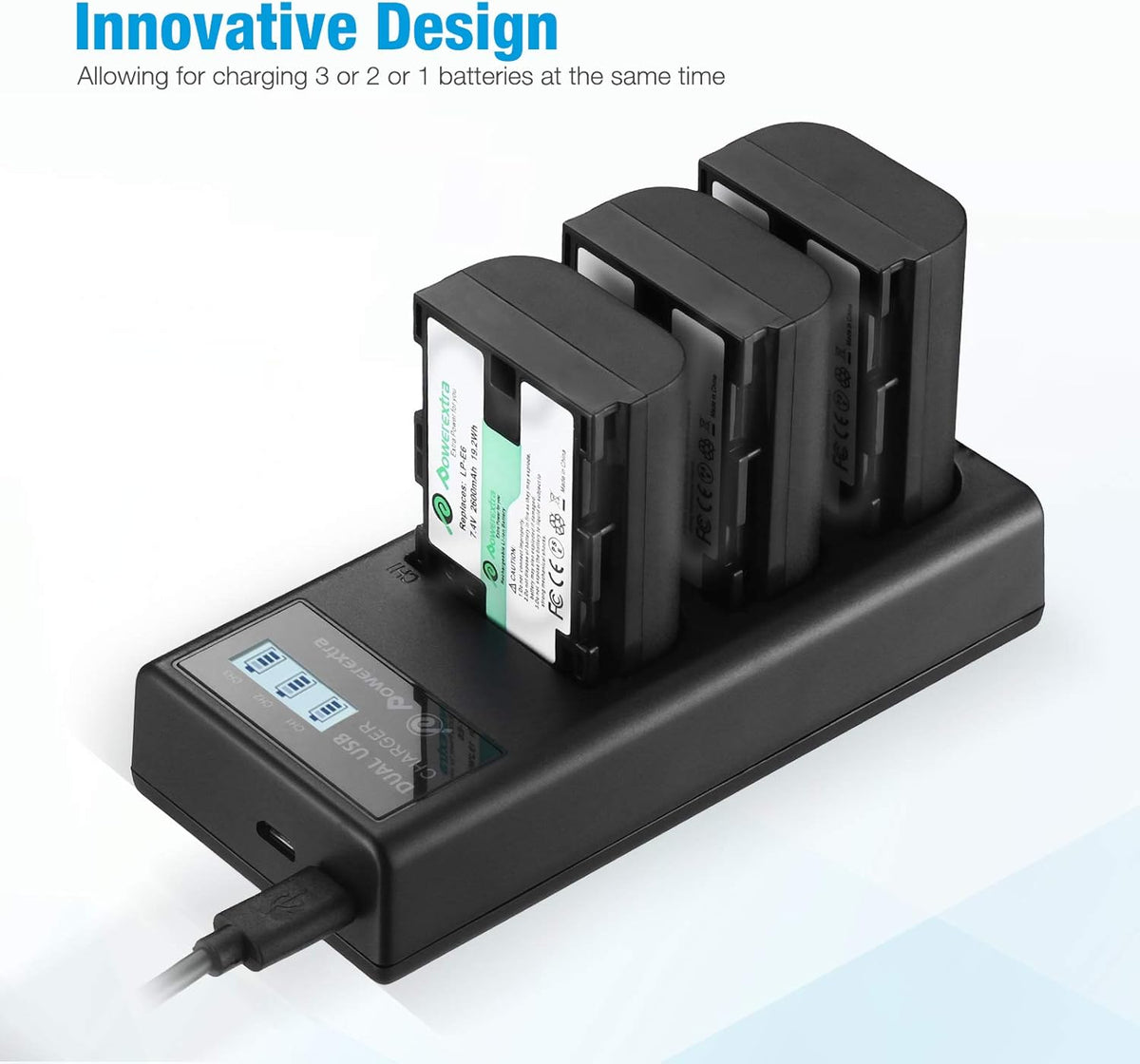 3 Pack Rechargeable Battery and 3 Channel Charger with LCD Display R38940