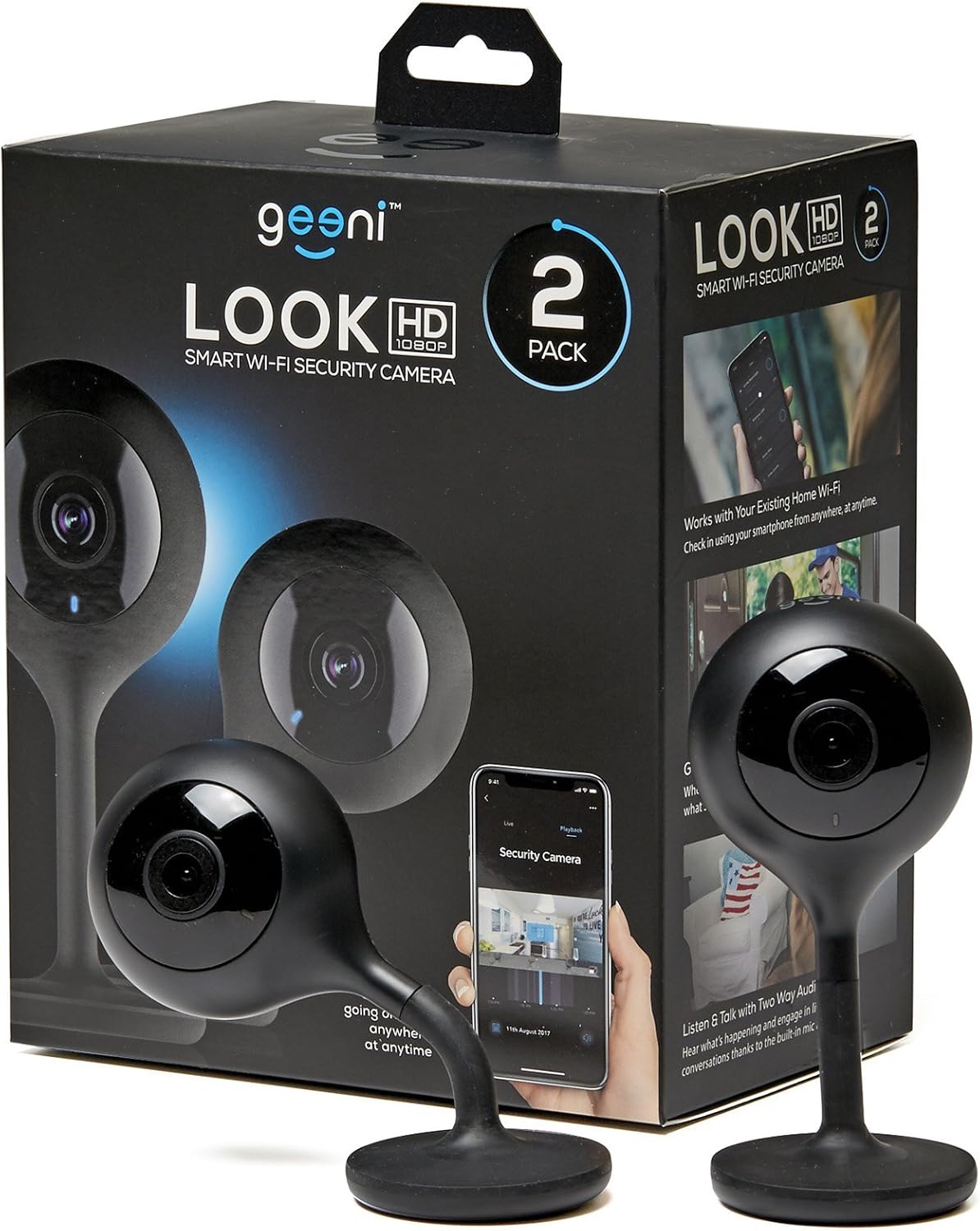 2 Pack 1080p HD Indoor Smart Security Camera with 2-Way Talk and Motion Detection Y704476