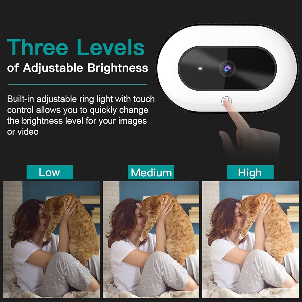 1080P Webcam with Ring Light and Privacy Cover L95652