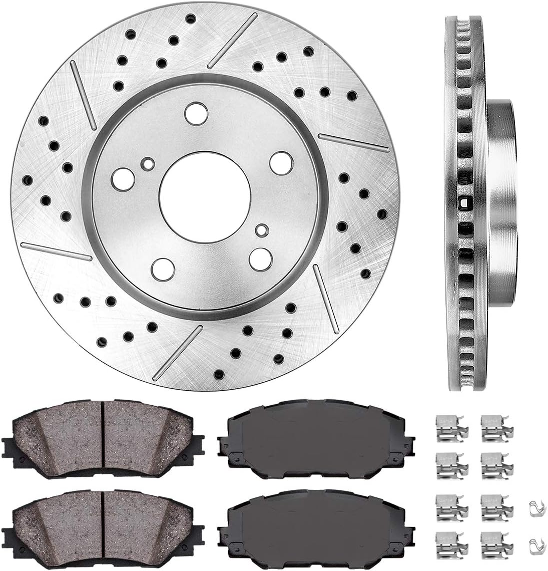 275mm 5 Lug Rotors + Ceramic Brake Pads + Clips B2184