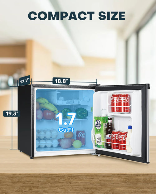 1.7 Cu.ft Mini Fridge with Freezer, Black Compact Refrigerator Z598
