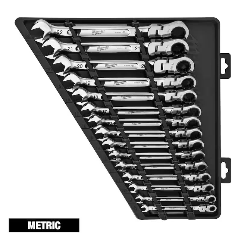 15-Piece Flex-Head Ratcheting Combination Wrench Set Metric R874