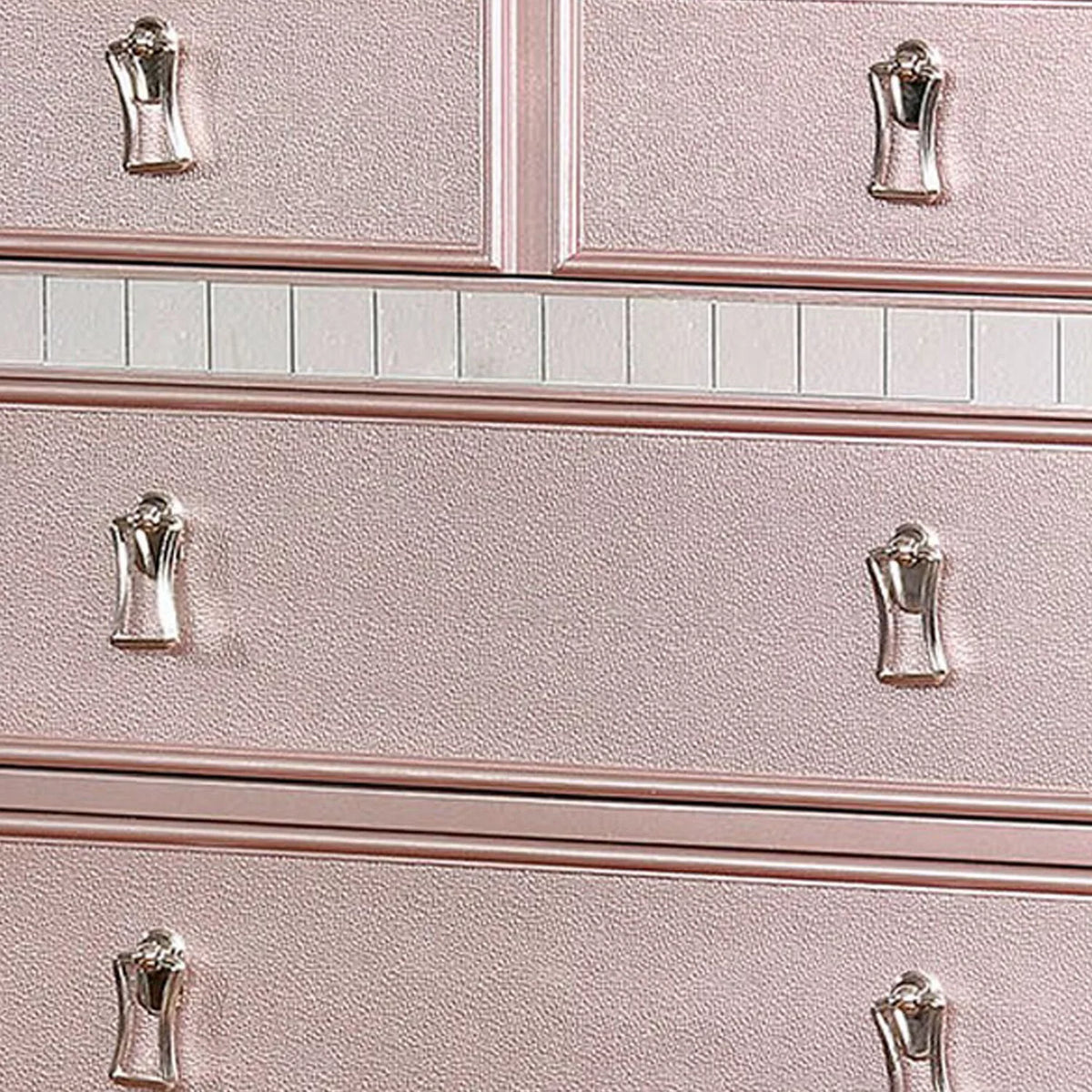 Pink 5 Drawer Solid Wood Chest with Mirror G79261