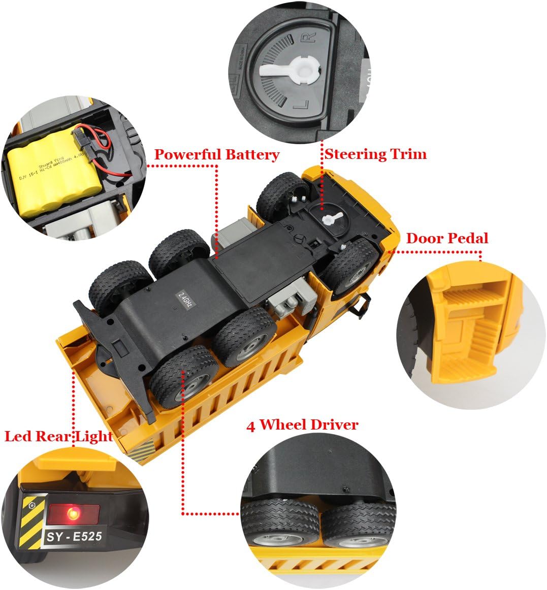 1/20 Scale 6 Channel RC Dump Truck Toy, Pack of 2 E910750